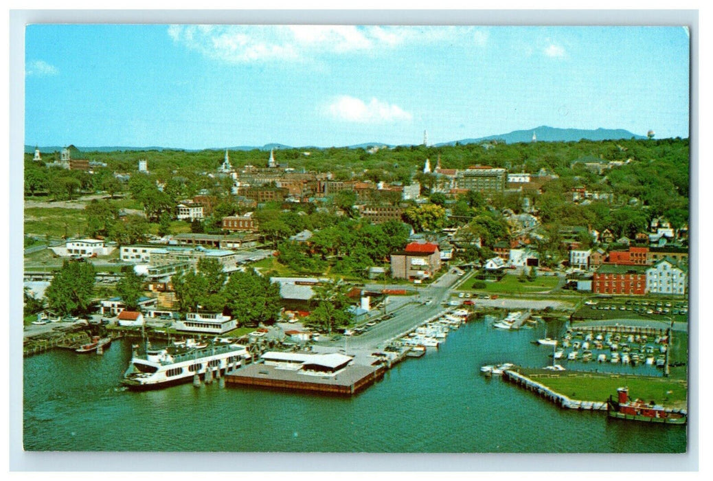 Bird's Eye View Of Burlington Vermont VT, Overlooking Lake Champlain Postcard