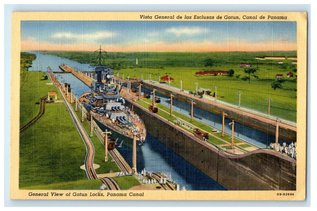 c1910's General View Of Gatun Locks Panama Canal Unposted Antique Postcard