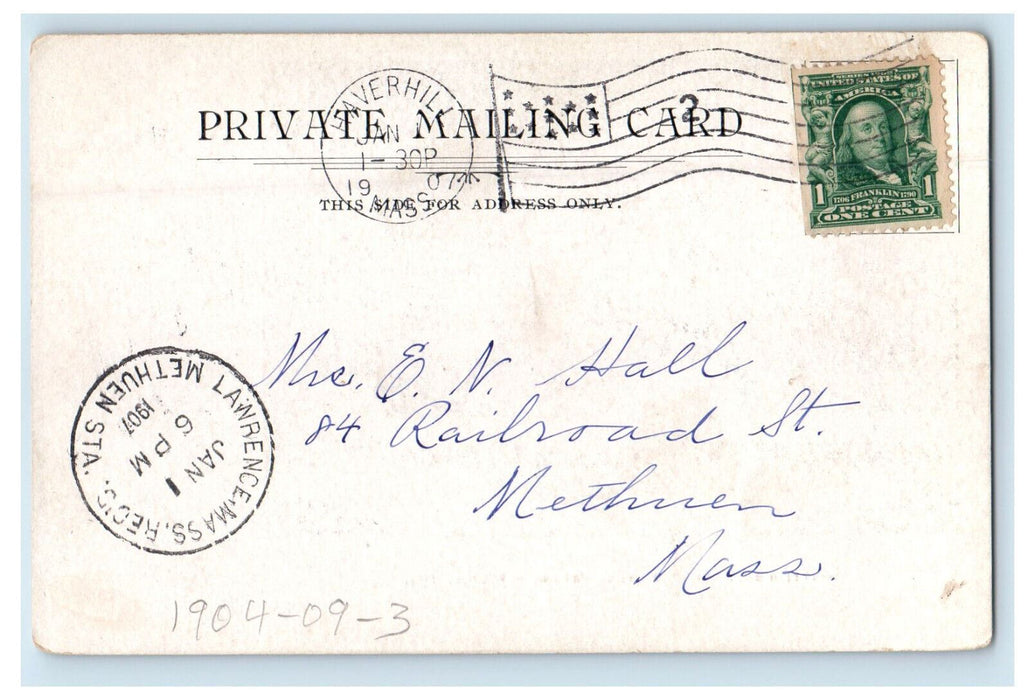 1907 In School Days Old Whittier Schoolhouse Haverhill MA PMC Postcard