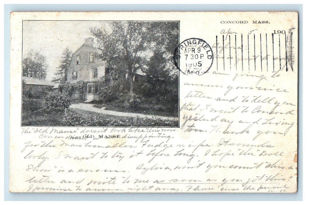 1905 Old Manse Concord Massachusetts MA PMC Posted Antique Postcard