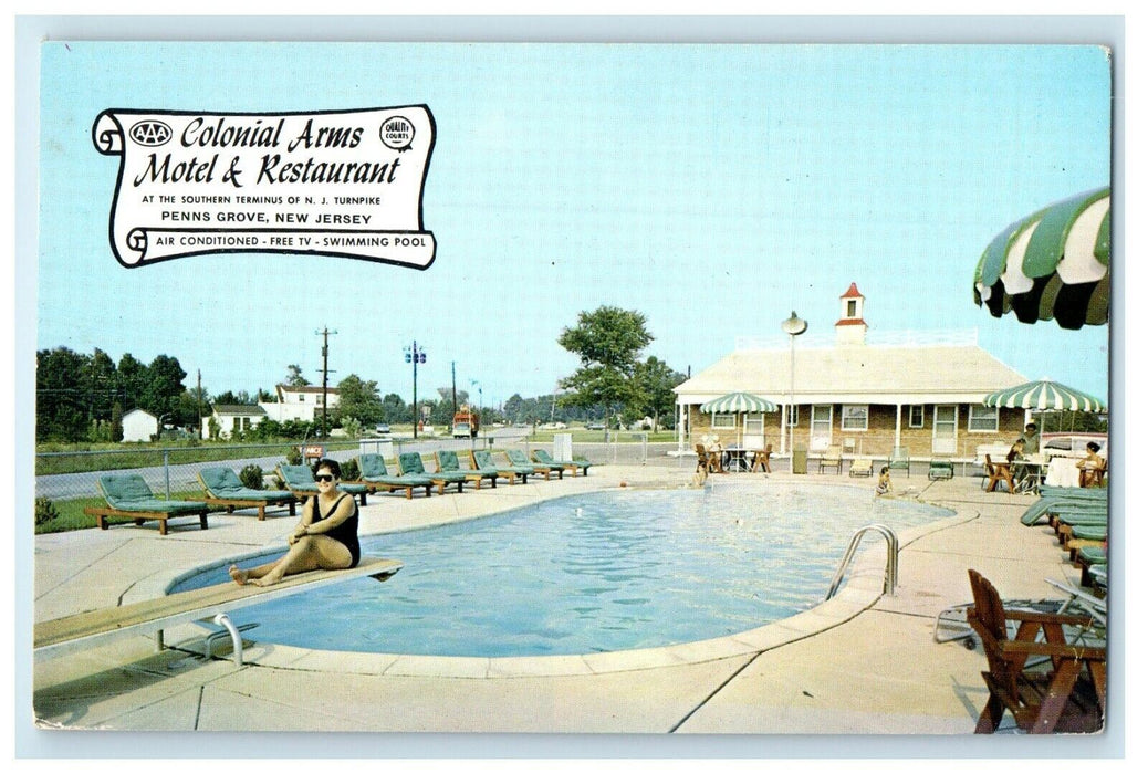 c1940's Colonial Arms Motel And Restaurant Penns Grove New Jersey NJ Postcard