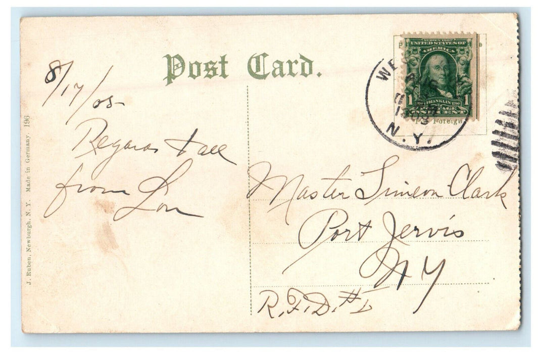 1908 Anthony's Nose, Hendrick Hudson Steamship, Hudson River NY Postcard