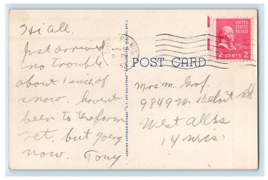 1953 Greetings Phillips Wisconsin WI, Three Deers Posted Vintage Postcard
