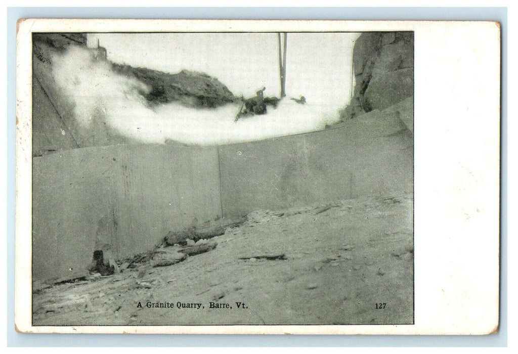 1909 A Granite Quarre, Barre Vermont VT RPO Posted Antique Postcard