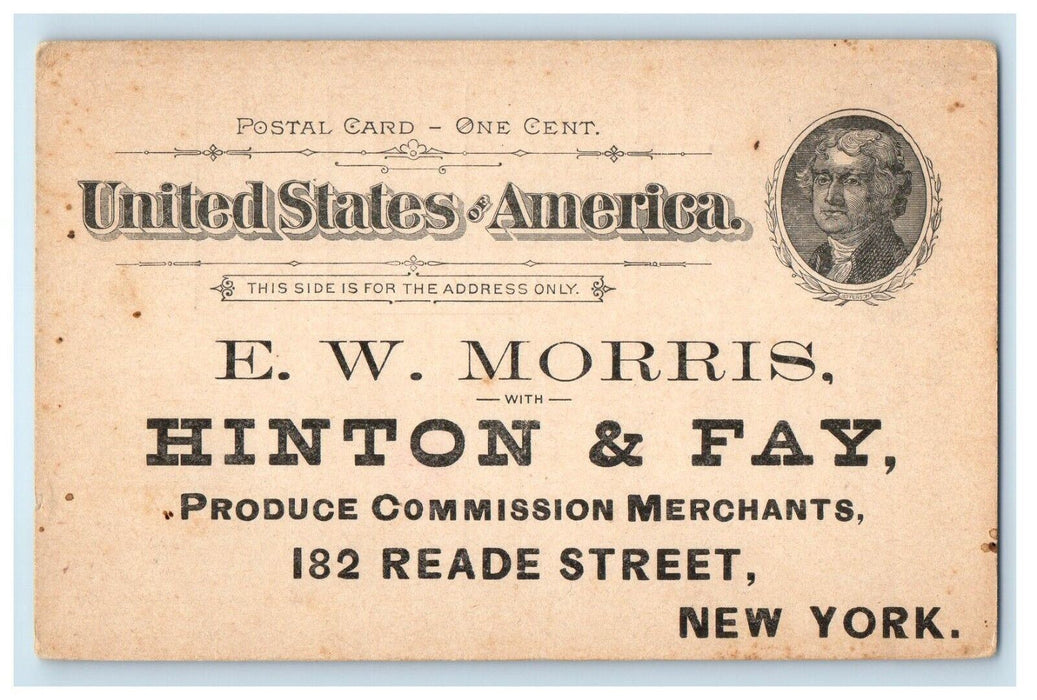 New York NY, E.W. Morris Hinton & Fay Commission Merchant Advertising Postcard