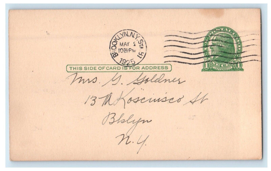 1925 Ladies 1ST Serether Benevolent Society Brooklyn NY Advertising Postcard