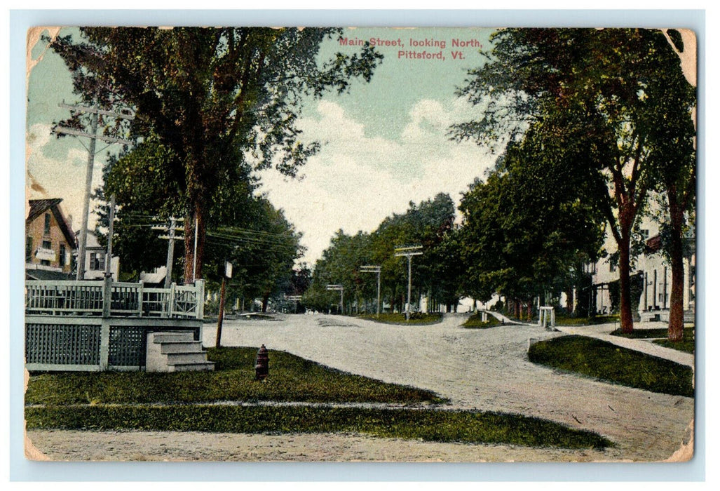 c1910s Main Street Looking North, Pittsford, Vermont VT Postcard