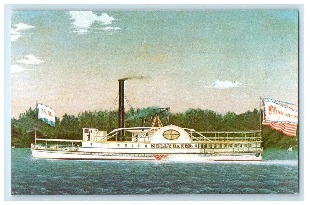 The Side Wheel Steamboat Nelly Baker Shelburne Vermont VT Vintage Postcard