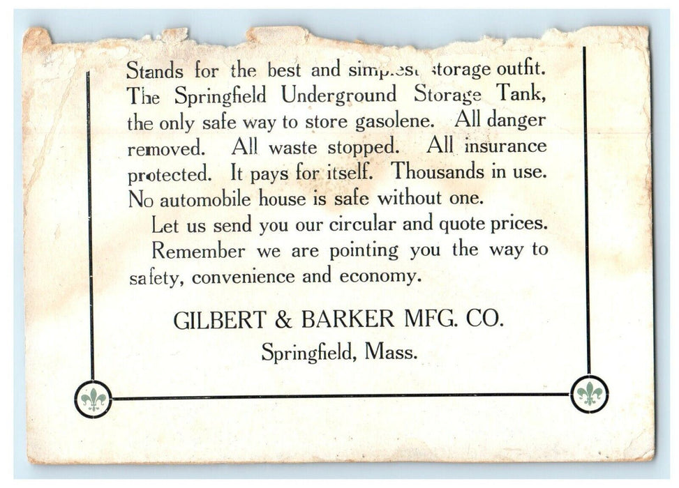 1907 Gilbert & Barker MFG. Co. Springfield Massachusetts MA Antique Postcard