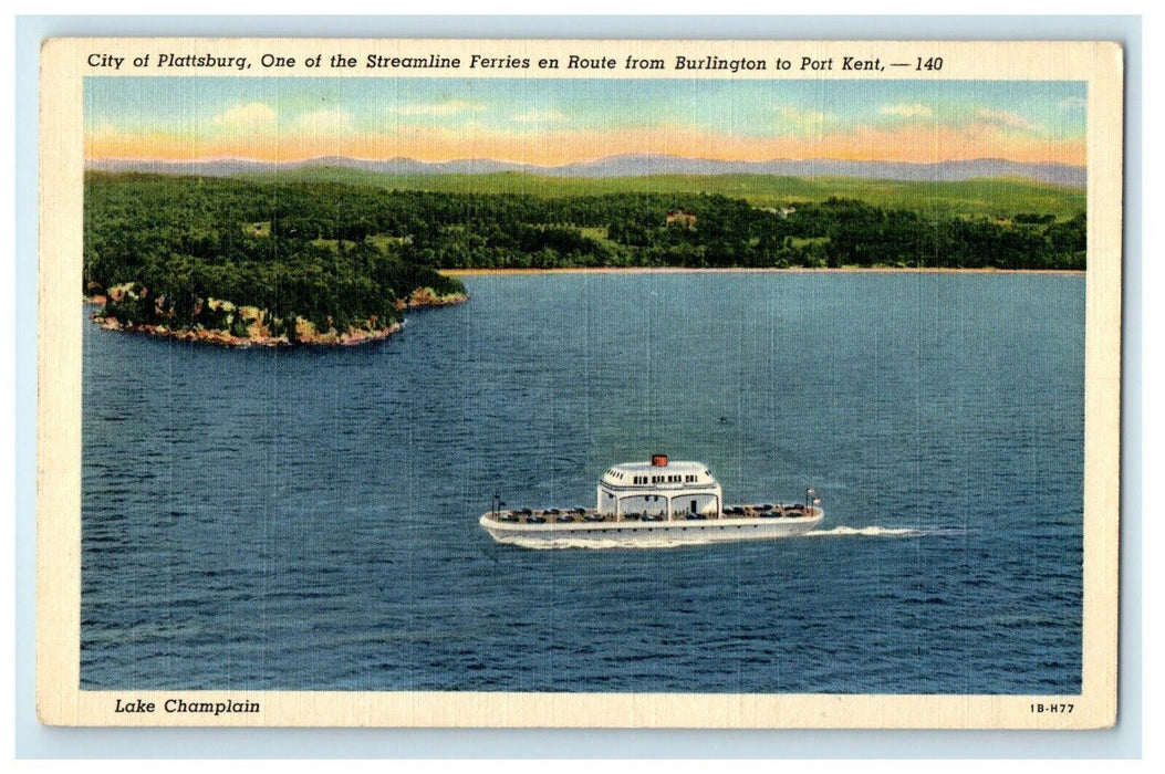 c1905 Streamline Ferries From Burlington To Port Kent Lake Champlain NY Postcard