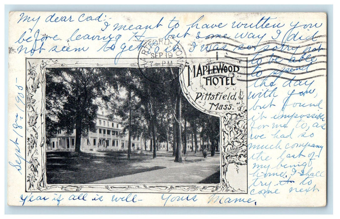 1905 Maplewood Hotel Pittsfield Massachusetts MA Cromwell CT PMC Postcard