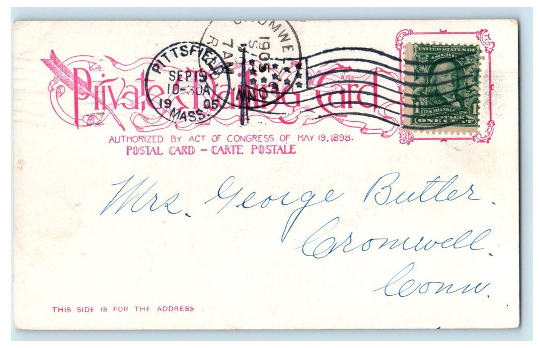 1905 Maplewood Hotel Pittsfield Massachusetts MA Cromwell CT PMC Postcard