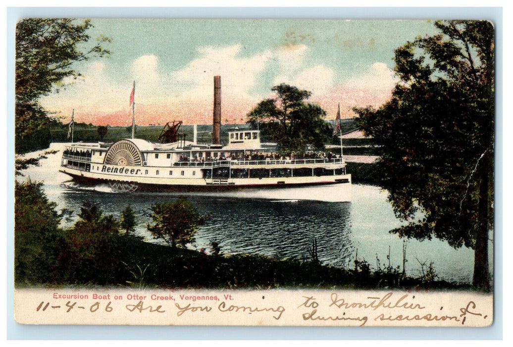 1916 Excursion Boat on Otter Creek Vergennes Vermont VT Postcard