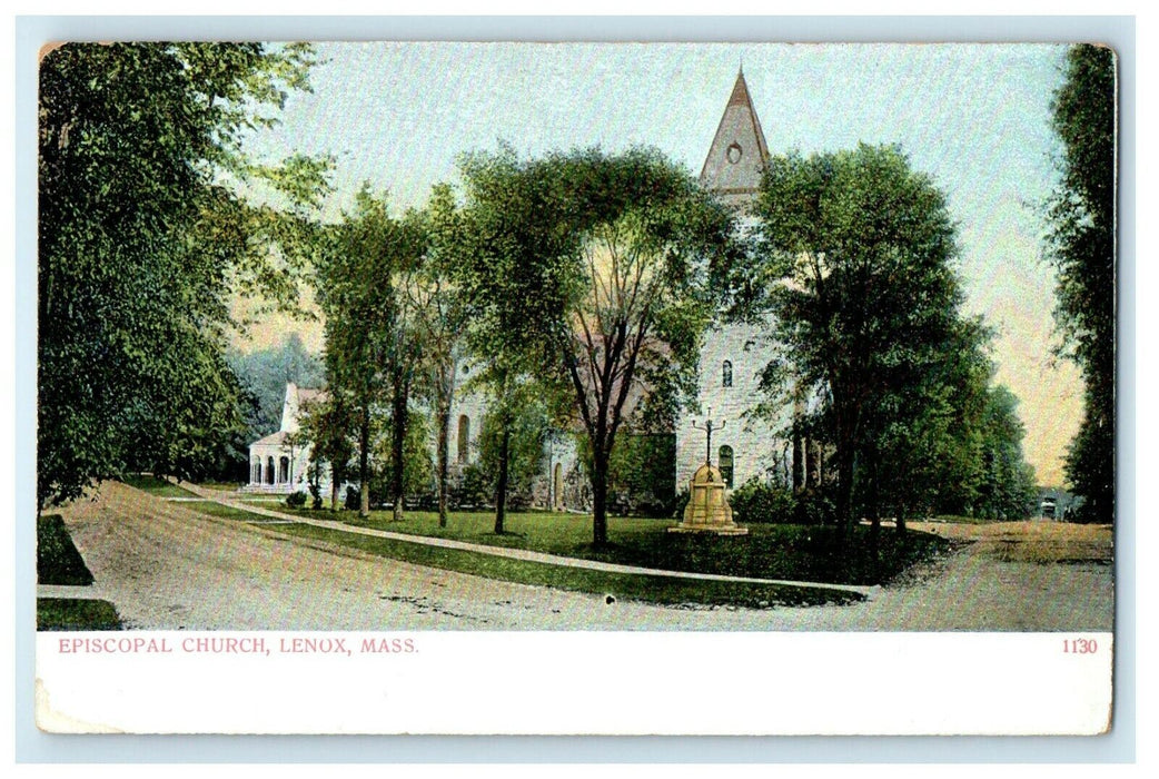 The Episcopal Trinity Church Street View Lenox Massachusetts MA Postcard