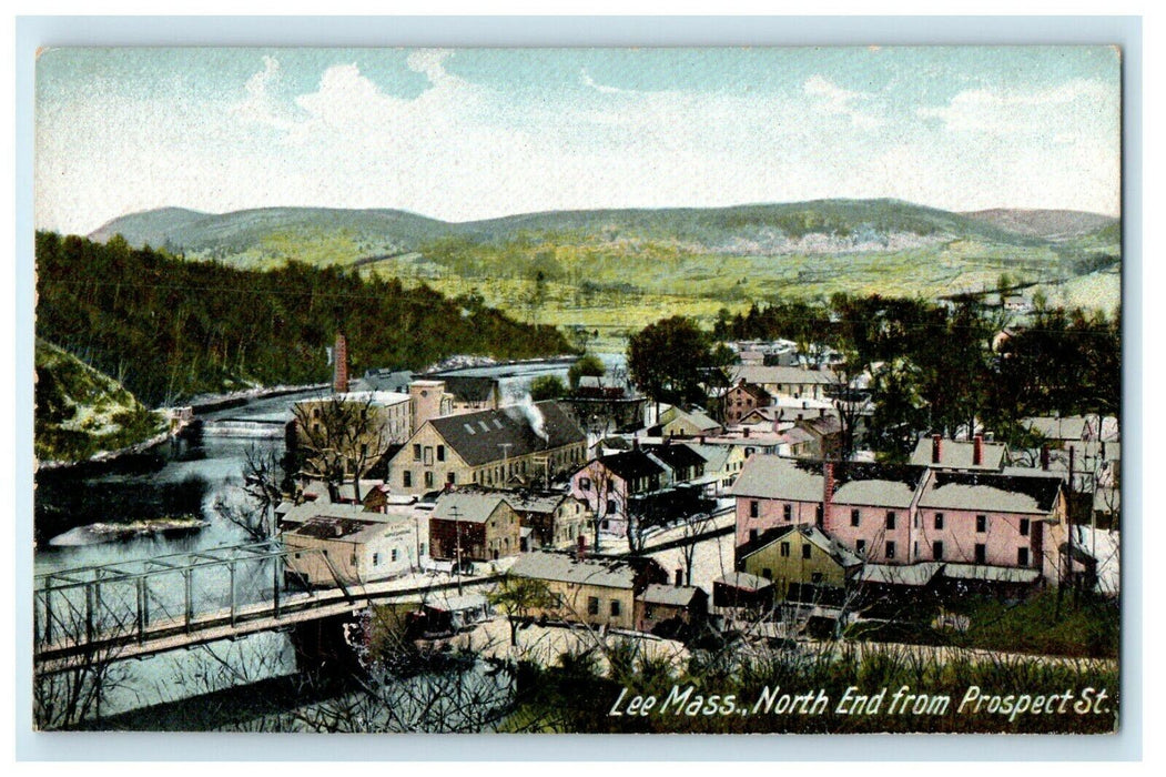 c1905 North End From Prospect St. House Village Lee Massachusetts MA Postcard