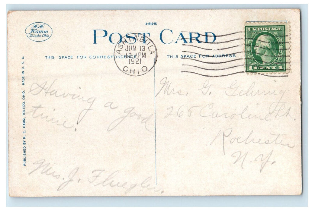 1921 Lake Shore County Club, Ashtabula, Ohio OH Antique Posted Postcard