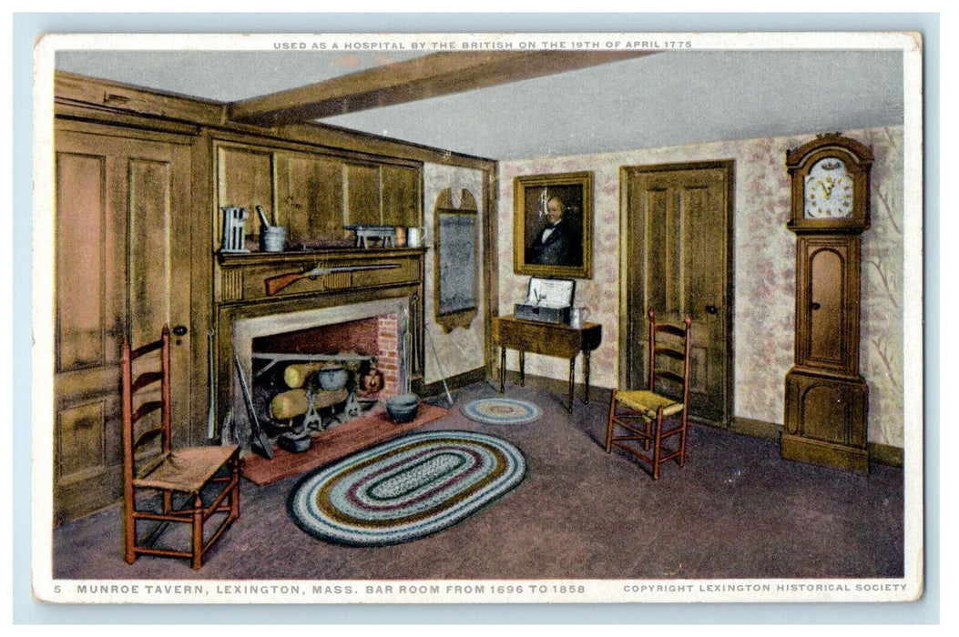 c1920 Bar Room Munroe Tavern Lexington Massachusetts MA Posted Phostint Postcard