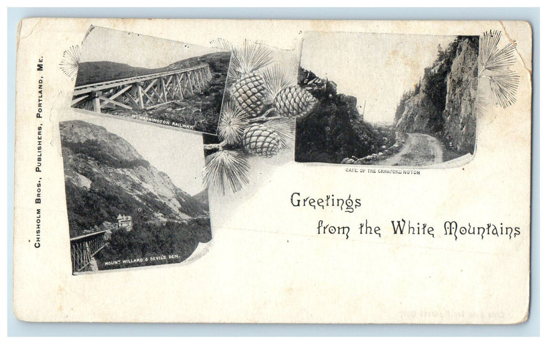c1900s Greetings from the White Mountains Unposted Antique WMMC Postcard