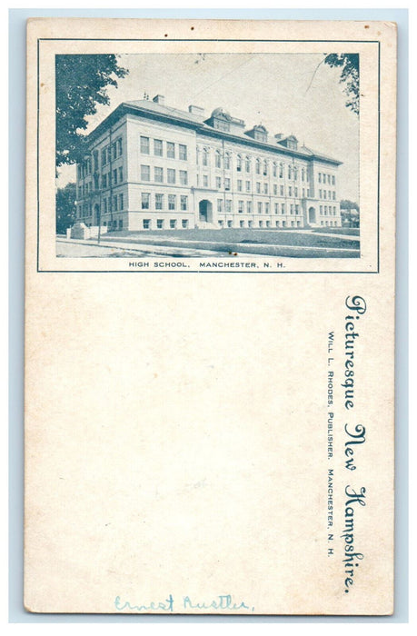 c1910 High School Manchester New Hampshire Will L Rhodes PMC Postcard