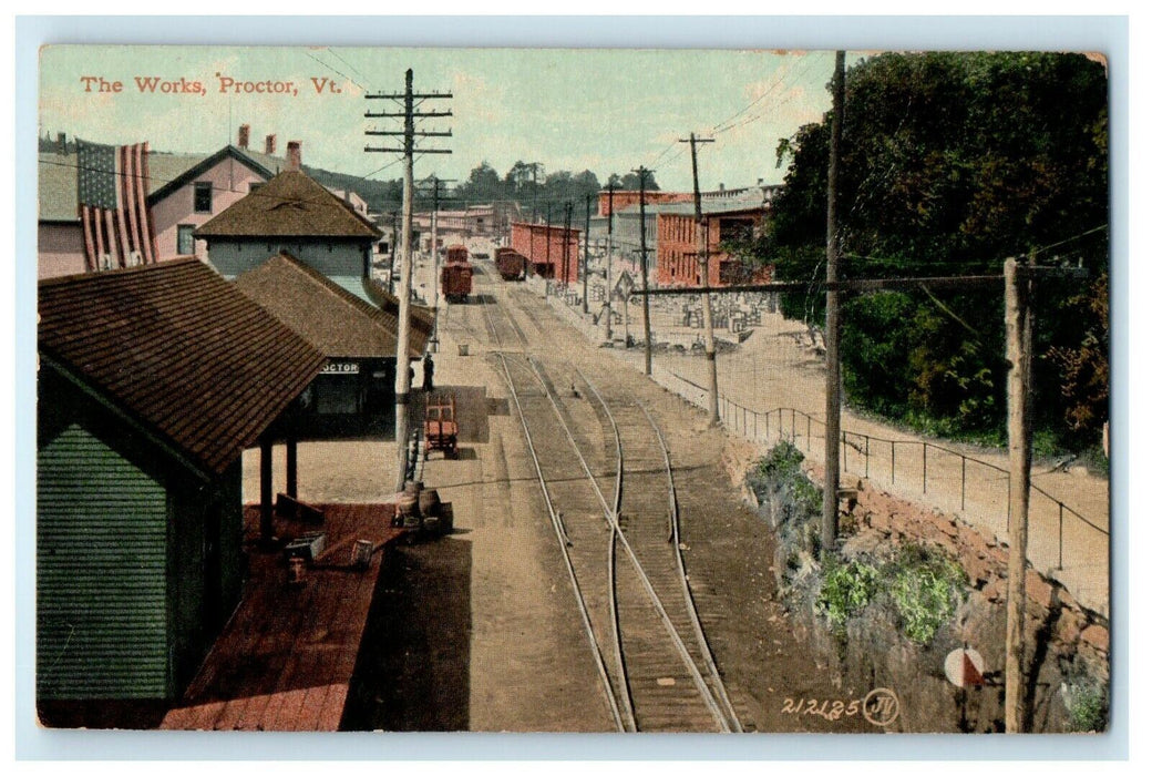 1910 The Works Railroad Train Proctor Vermont VT Posted Antique Postcard