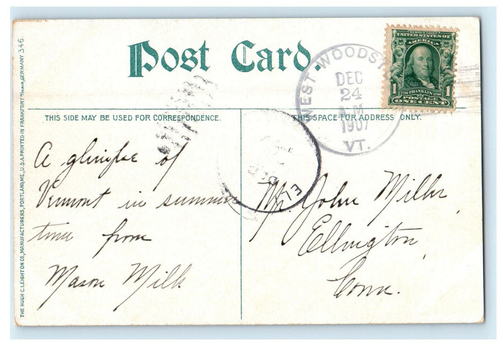 1907 East Woodstock VT Greetings from Green Mountain State Postcard