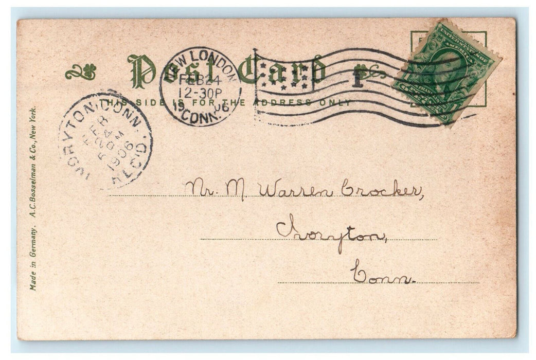 1906 Williams Memorial High School For Ladies New London Connecticut CT Postcard