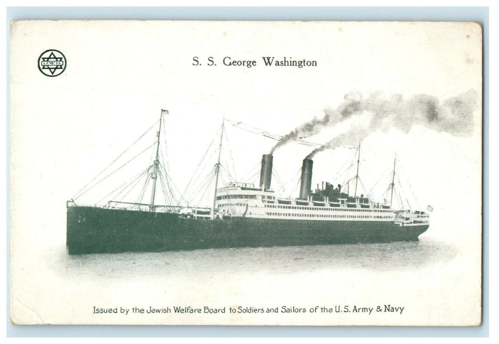 c1910's Steamer Ship George Washington Soldier's And Sailors U.S Army Postcard