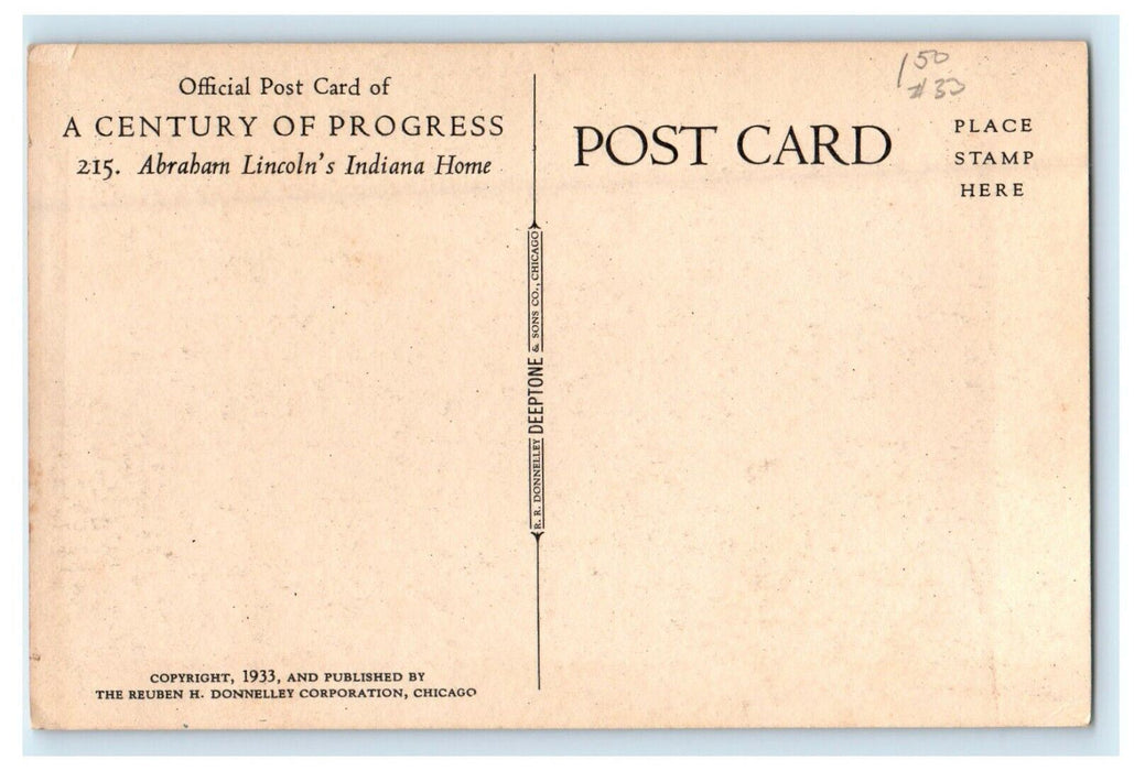 c1910's Abraham Lincoln's Indiana Home Century Of Progress Postcard