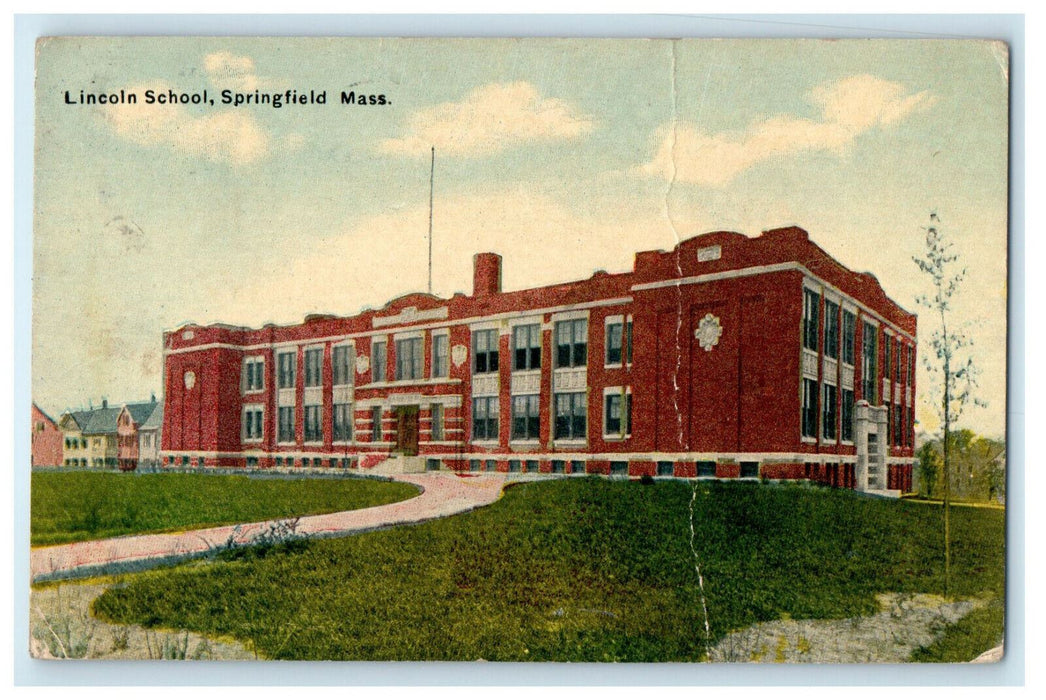 1911 Lincoln School Springfield Massachusetts MA Antique Posted Postcard