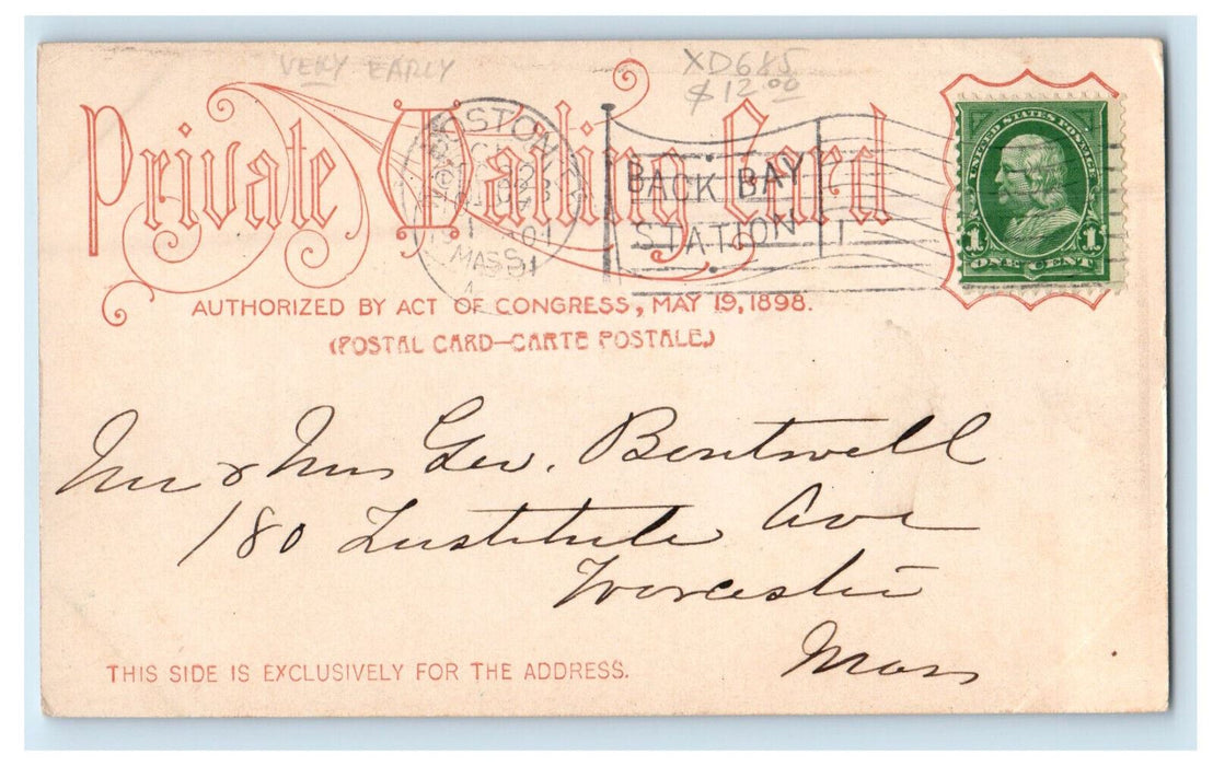 1901 Kings Chapel Boston Massachusetts MA PMC Antique Posted Postcard