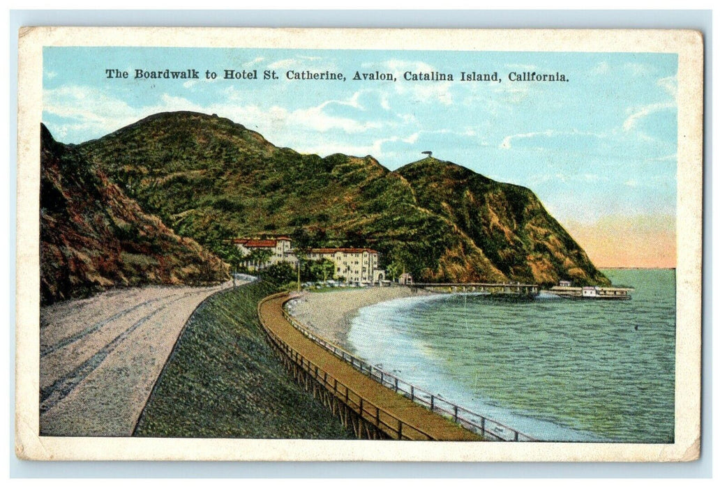 1929 The Boardwalk To Hotel St. Catherine Avalon Catalina Island CA Postcard