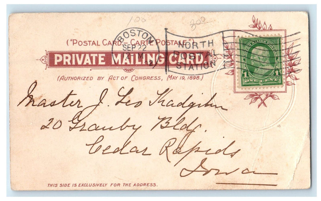 1902 Old State House Bostonia Condita 1630 Boston MA Posted PMC Postcard
