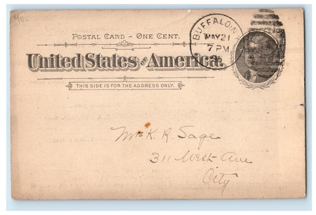 1896 American Fraternal Insurance Union Buffalo NY Advertising Postcard