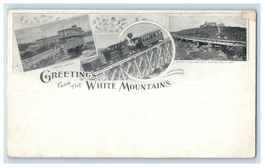 c1900s Mt. Washington Railroad Greetings from the White Mountains PMC Postcard