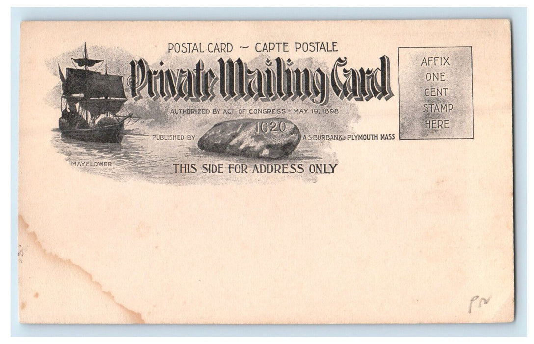 c1900s AS Burbank Painting Greetings from Plymouth Massachusetts MA Postcard