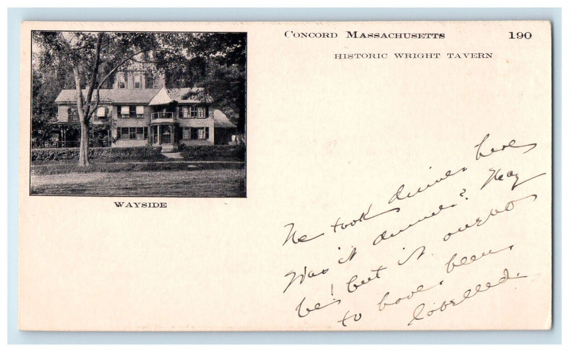 c1900s Wayside Historic Wright Tavern Concord Massachusetts MA PMC Postcard
