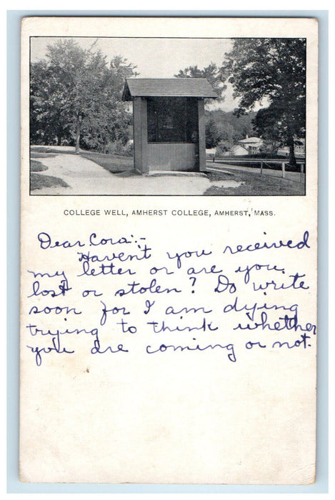 1908 College Well, Amherst College, Amherst Massachusetts MA PMC Postcard