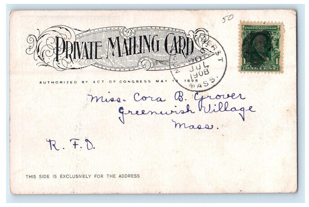 1908 College Well, Amherst College, Amherst Massachusetts MA PMC Postcard