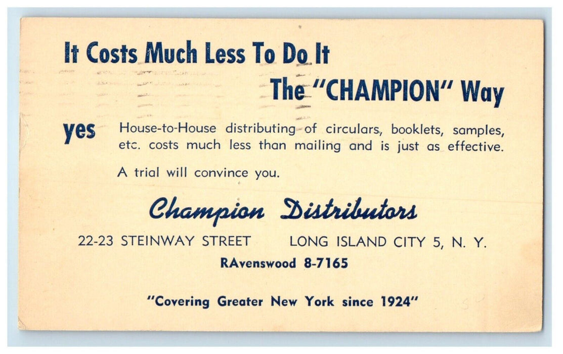 1952 Champion Distributors Circulars Booklet Long Island NY Advertising Postcard