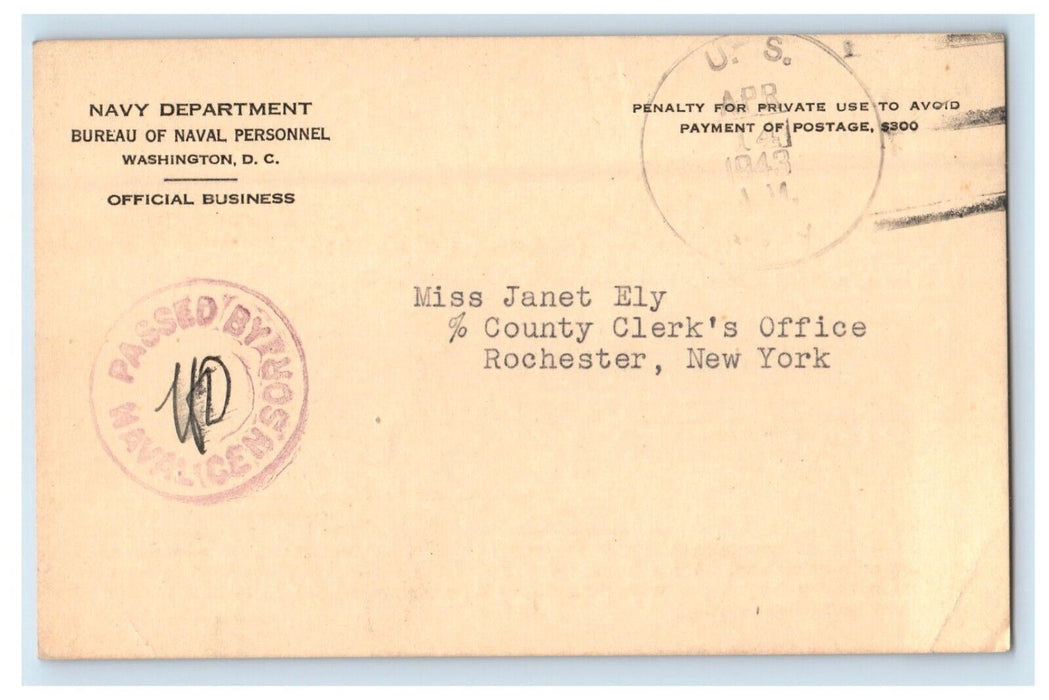 1943 Naval Air Station Change Address San Francisco CA Advertising Postcard