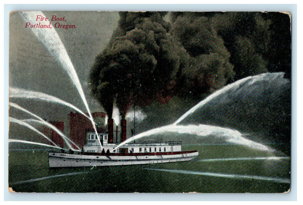 1912 Road of Thousand Wonders Fire Boat Portland Oregon OR Postcard