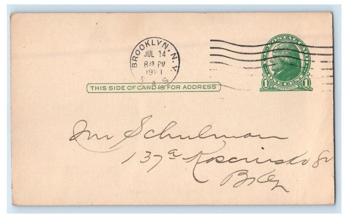 1921 Irvings & Co. Semi Annual Sale Brooklyn New York Advertising Postcard