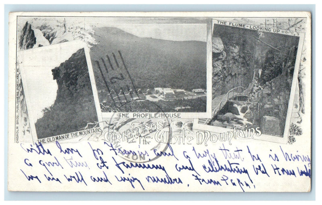 1904 Greetings from the White Mountains, Sugarhill N.H. Posted PMC Postcard