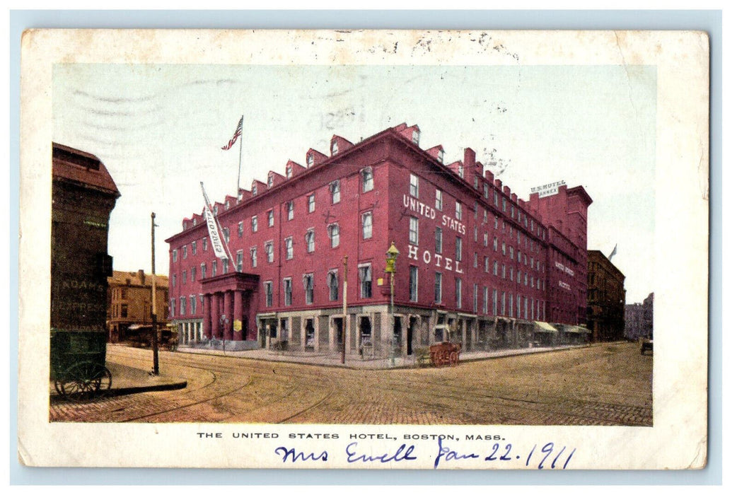 1911 The United States Hotel Boston Massachusetts MA PMC Antique Posted Postcard