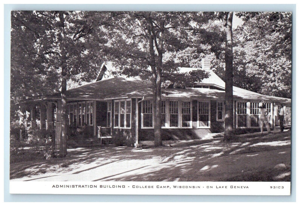 Administration Building College Camp Lake Geneva Wisconsin WI Vintage Postcard