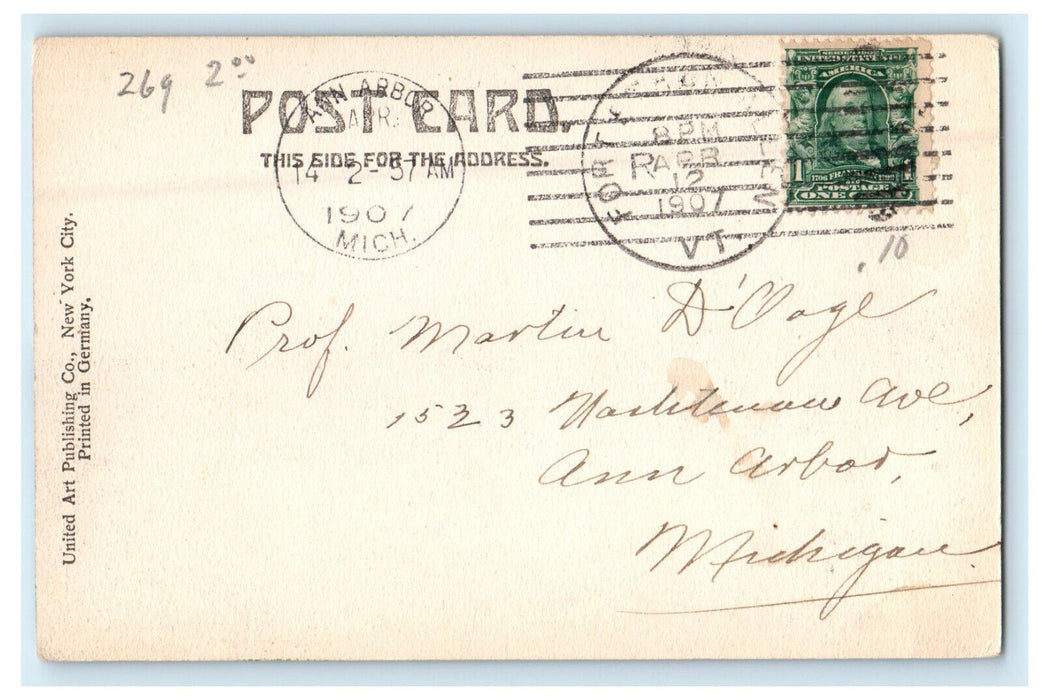 1907 Officers Quarters, Fort Ethan Allen, Vermont VT Ann Arbor MI Postcard
