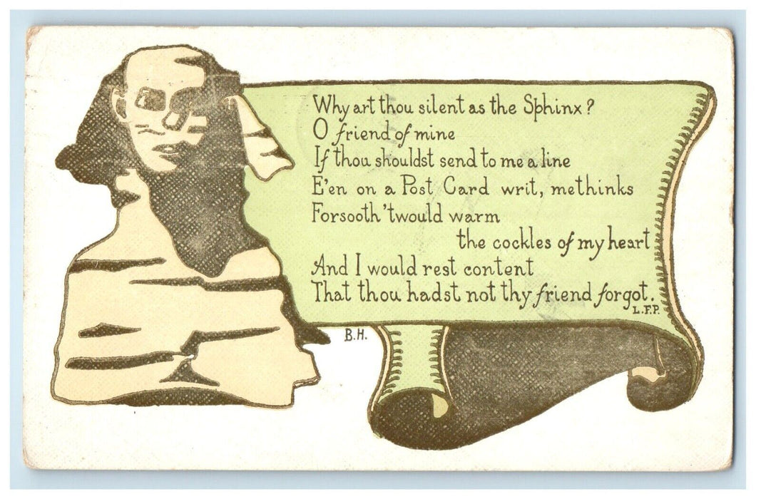 1916 Sphinx Egypt Poem Advertising Oswego New York NY Pyramids Postcard