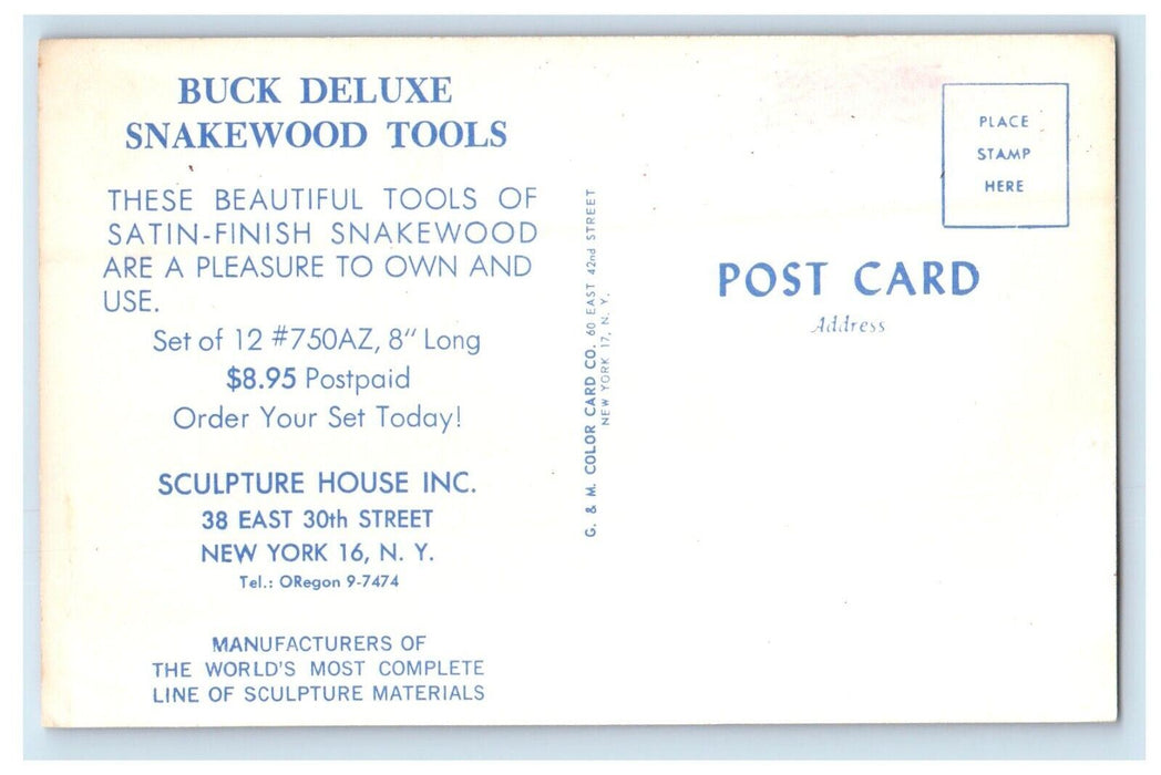 Buck Deluxe Snakewood Tools Sculpture House Inc New York NY Advertising Postcard
