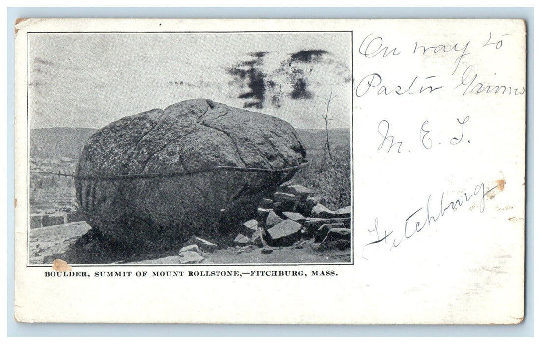 1903 Boulder, Summit of Mount Rollstone Fitchburg Massachusetts MA Postcard
