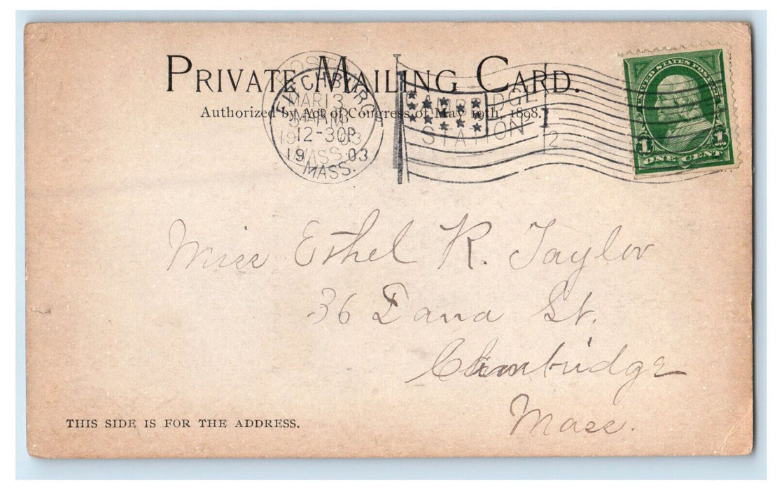 1903 Boulder, Summit of Mount Rollstone Fitchburg Massachusetts MA Postcard